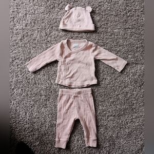 Cloud Island Pink Ribbed Baby Outfit Set